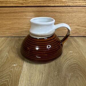 Vintage No Spill Travel Coffee Mug No Slip Pottery Ceramic Brown VTG